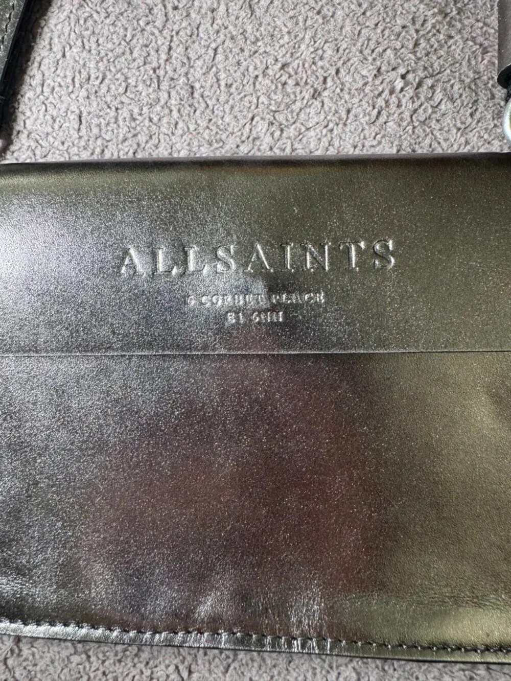 NWT All Saints Zoe Metallic Leather Crossbody Bag